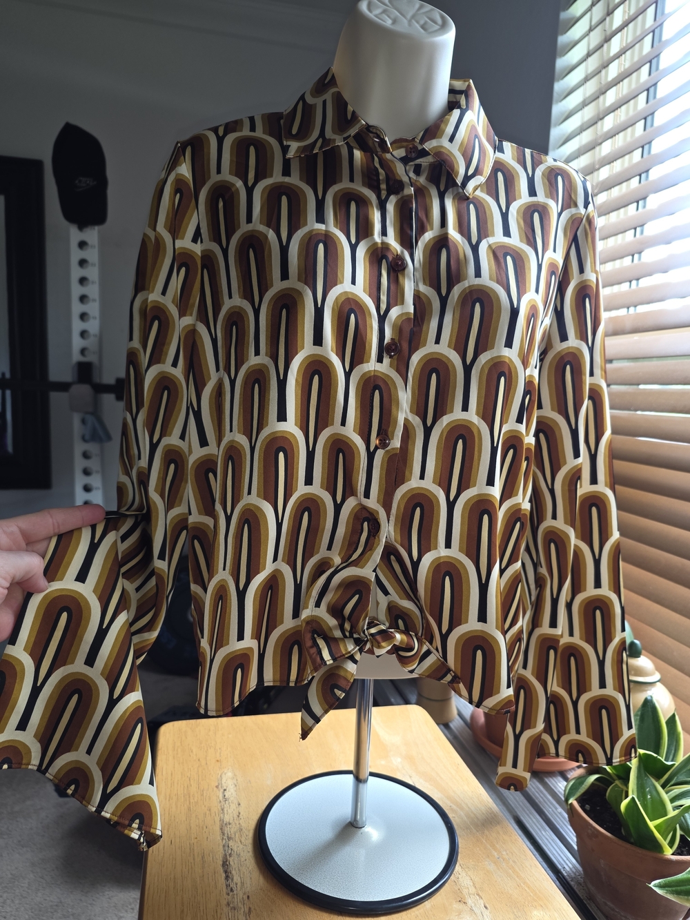 Rachel Zoe Retro Geo Tie-Front Button-Down Shirt
